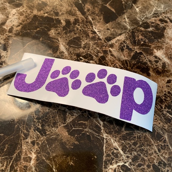 Glittery Purple Jeep Dog Paw Decal Logo Sticker - Picture 3 of 4